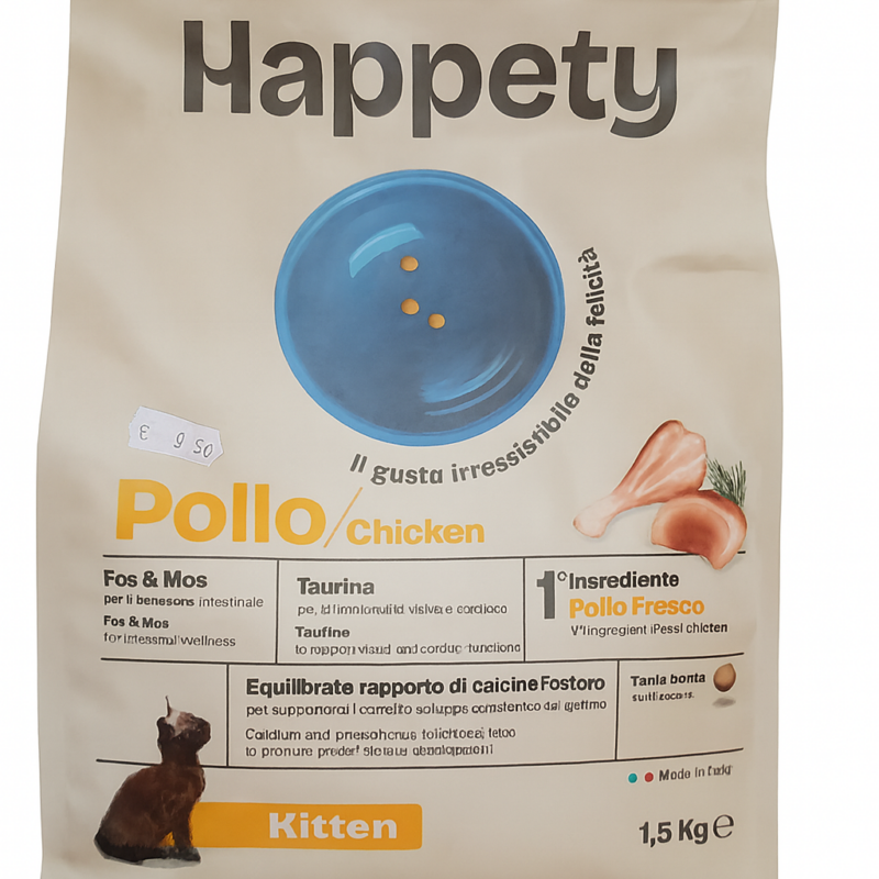 Happety POLLO 1,5 Kg – Alimento completo per gattini