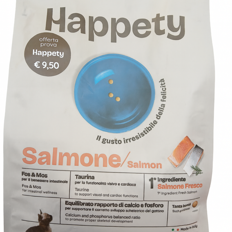 Happety SALMONE 1,5 Kg – Alimento completo per gattini