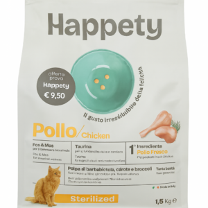 Happety POLLO 1,5 Kg - Alimento completo per gatti sterilizzati