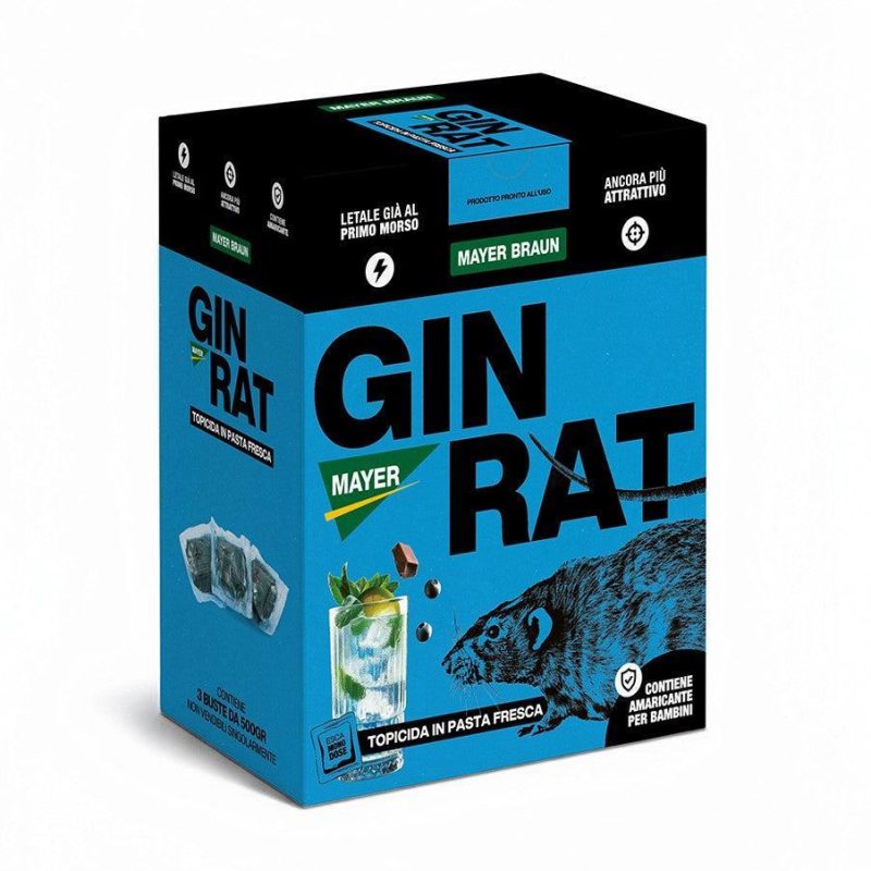 Topicida in Pasta Fresca GIN RAT Mayer Braun – Esca Professionale ad Alta Attrattività per Topi e Ratti