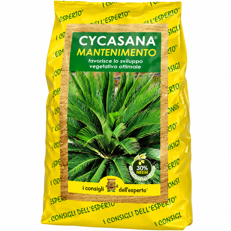 CYCASANA Mantenimento 1,5 kg – Concime Specifico per Cycas NPK 14-5-7 + Ferro e Neem